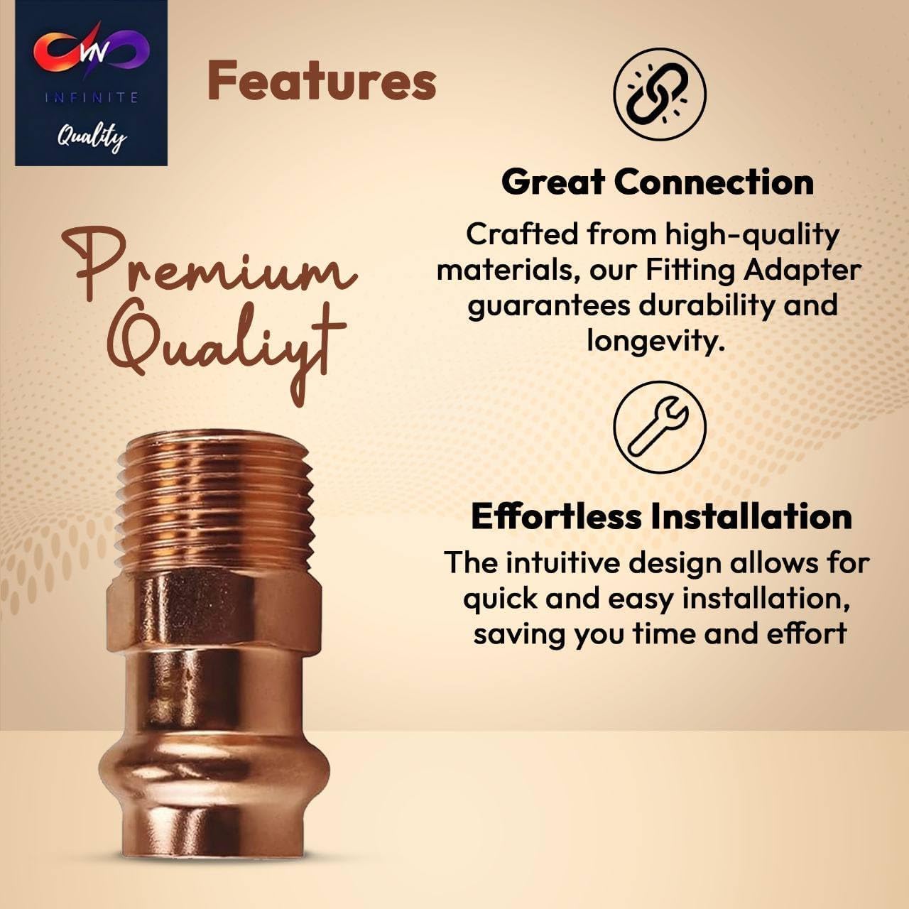 1/2" - 3/4" ProPress Fittings  Male Adapter - Pressure Copper Fitting P x Male NPT - Connection for Residential, Commercial - Durable, Reliable