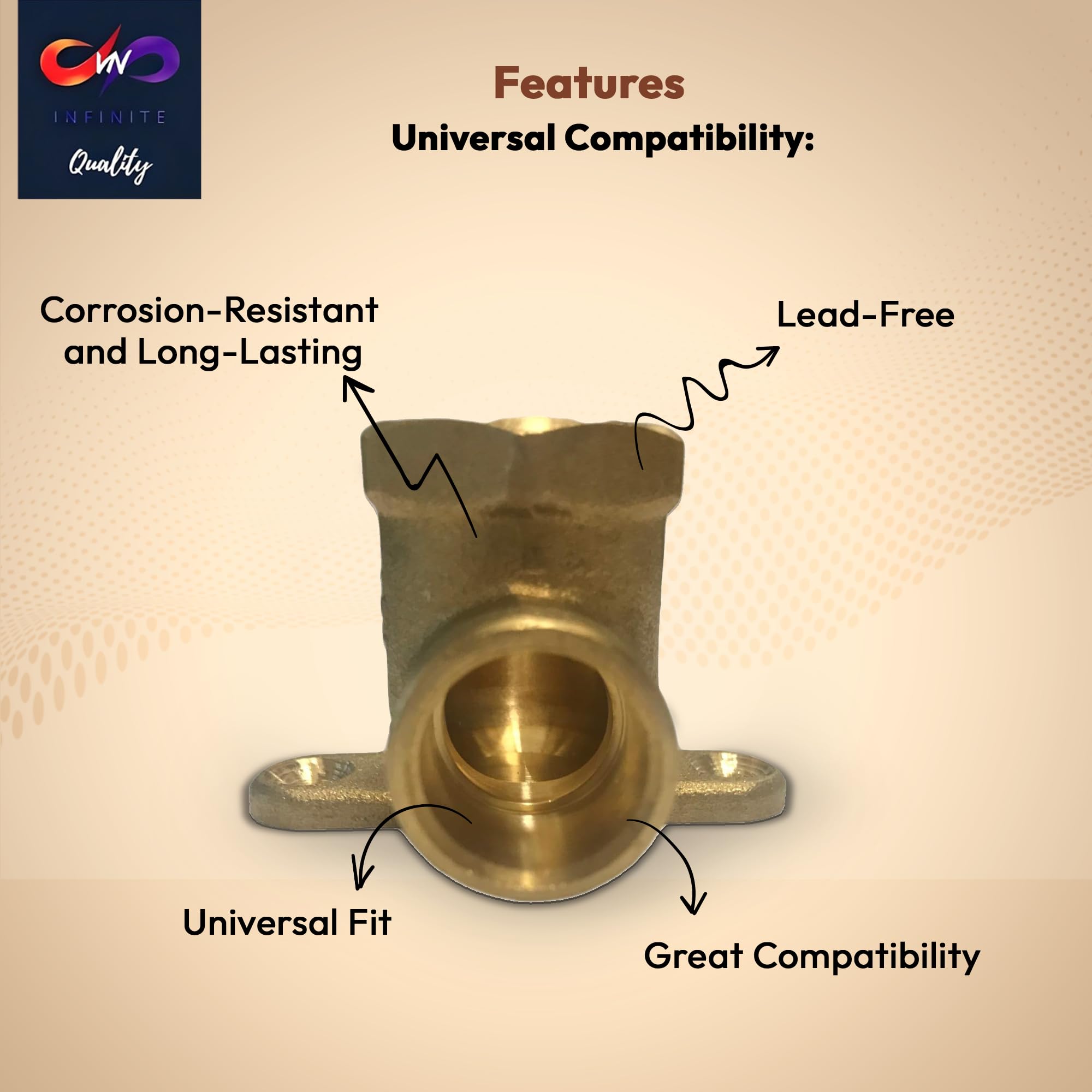 1/2" C x 1/2" - FIP Drop Ear Elbow - Heavy Duty Stress Corrosion Cracking Resistant Brass Elbow Fitting for Plumbing Fitting