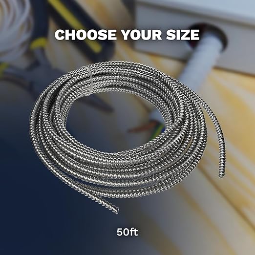 MC Cable 10/3 - Metal Clad 25ft - 50ft - 100ft - 125ft, Coil Aluminium Armor Stranded Copper Conductor - Cable for Indoor