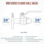 3/4" Full Port Ball Valve with Flange - Brass Ball Valve with Flange - Full Port Ball Valve - SWT