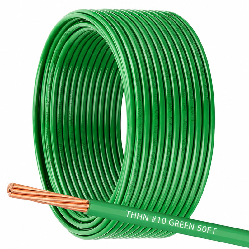 6 AWG THHN Wire 6 Gauge Stranded Copper Wire Rated up to 600V THWN-2 Building Wire 19-Stranded Nylon Jacket for Residential, CNC, Ground, Industrial (100FT Green)