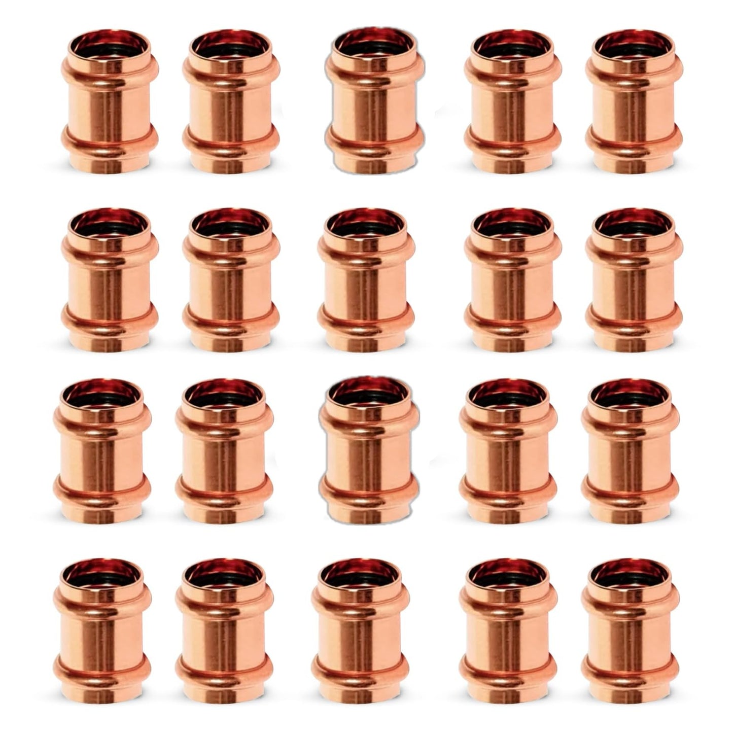 Propress Fitting Copper Coupling – 3/4” Zero Lead Copper Coupling with Stop Press x Press Straight Coupling Pack of 10 – Easy to Install and Reliable Fitting