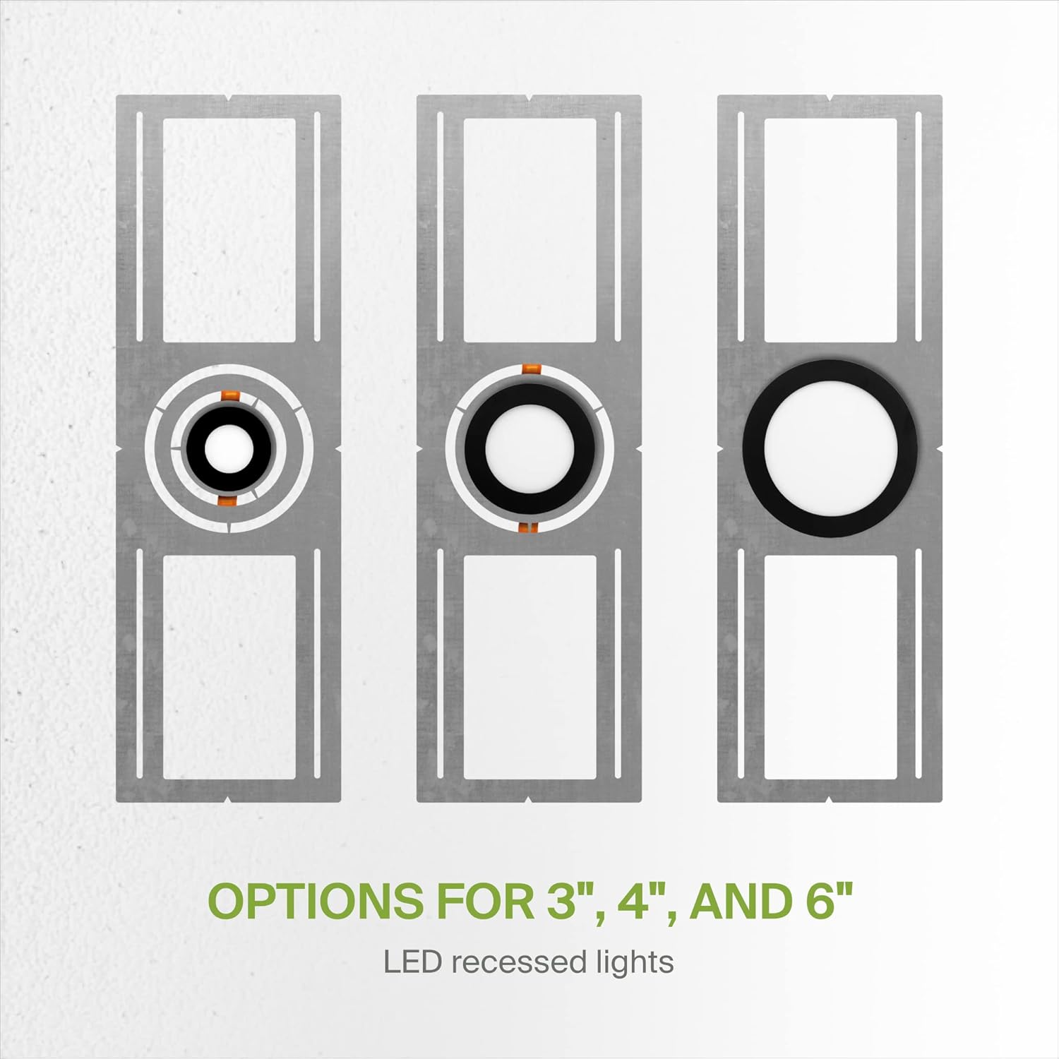 New Construction Mounting Plate with Symmetric Round Hole 3/4/6 inch for LED Recessed Light, Flat Steel Rough-in Bracket Fixture for LED Light, Can Light, Junction Box
