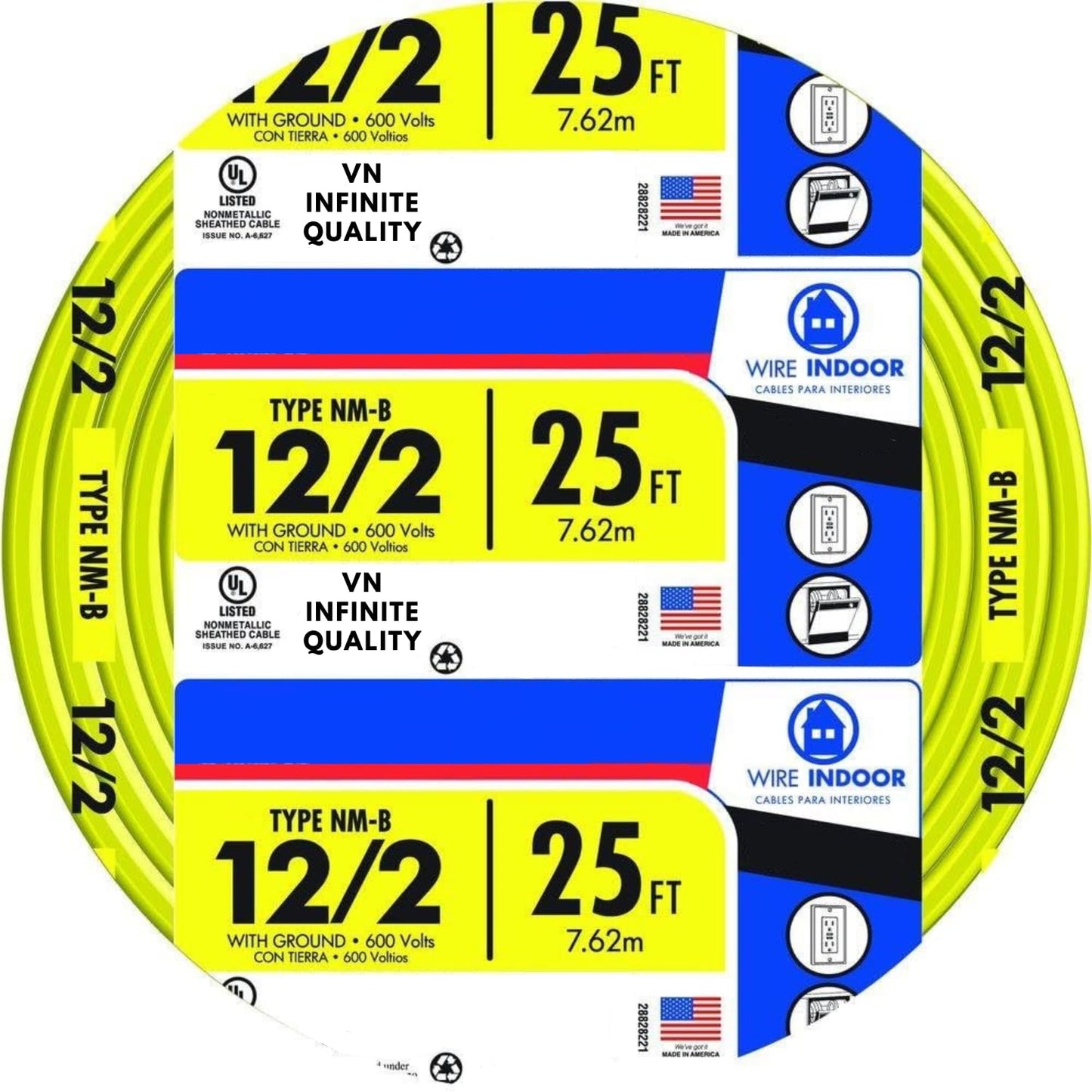 Solid Indoor Wire 12/2 W/G NMB Cable - Yellow Cable SW# 28828221