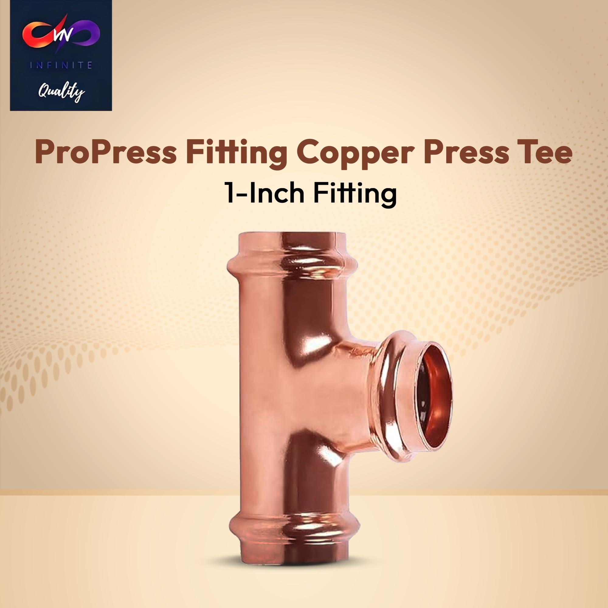 1" - 1/2" - 3/4" - ProPress Fitting Copper Press Tee - Zero Lead Pro Press Copper Plumbing Pipe Fitting Connection Tool for Commercial and Residential Use