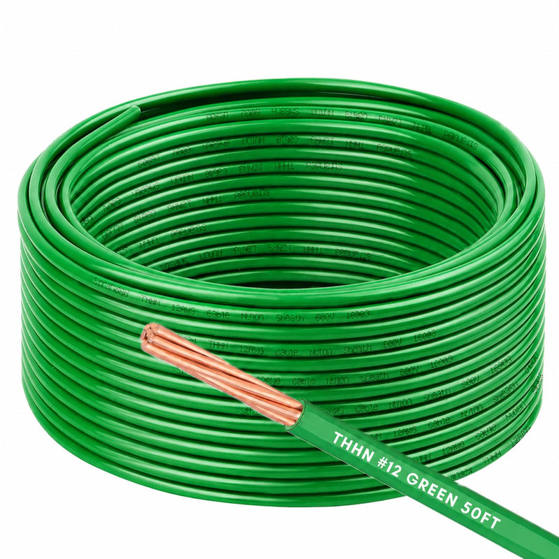 6 AWG THHN Wire 6 Gauge Stranded Copper Wire Rated up to 600V THWN-2 Building Wire 19-Stranded Nylon Jacket for Residential, CNC, Ground, Industrial (100FT Green)