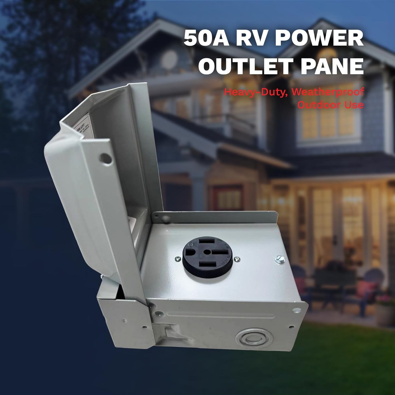 50 Amp RV Power Outlet Panel Box 120/240V A-C Type 3R Enclosure 14-50R Lockable Weatherproof Outdoor Electrical NEMA 14-50R Receptacle Panel, ETL Listed