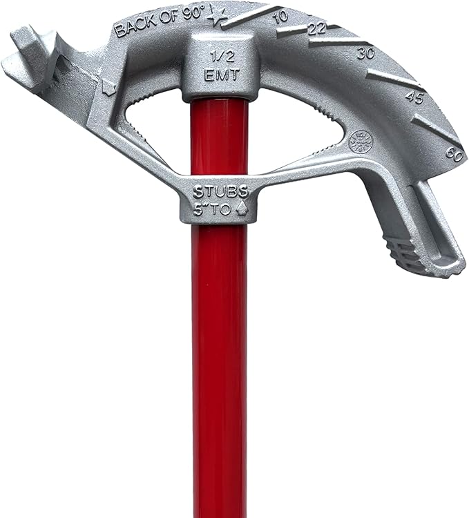 EMT Bender - Hand Bender with Head and Steel Handle - Aluminum Conduit Bender Full Assembly - Conduit Metal Pipe Bender with handle