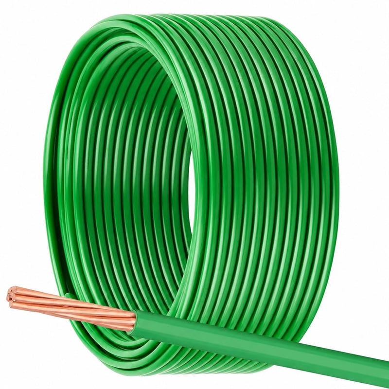6 AWG THHN Wire 6 Gauge Stranded Copper Wire Rated up to 600V THWN-2 Building Wire 19-Stranded Nylon Jacket for Residential, CNC, Ground, Industrial (100FT Green)