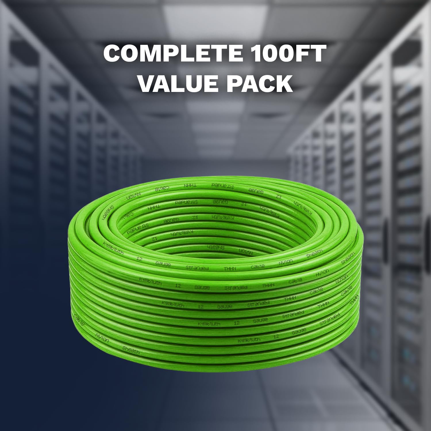 12AWG THHN Wire 12 Gauge 100 FT OFC Copper Electrical Stranded Copper Conductor 600V Building Wire with PVC Nylon Insulation Green 100 ft