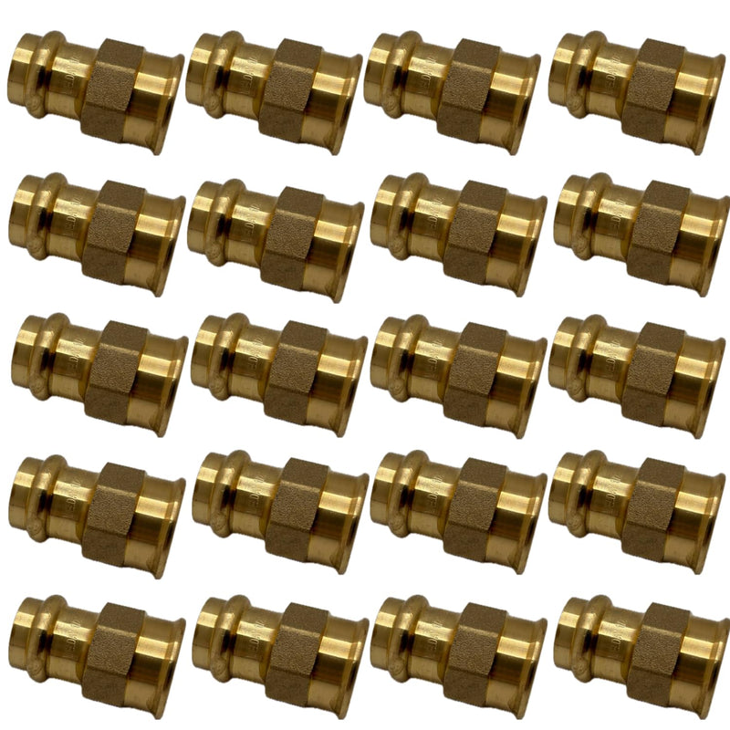 ProPress Fittings 1/2" - 3/4" Female Adapter - Press Brass Adapter Fittings 1/2" x 1/2" - 3/4" x 3/4" Female NPT Adapter - Connection for Residential, Commercial