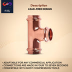 1" - 1/2" - 3/4" - ProPress Fitting Copper Press Tee - Zero Lead Pro Press Copper Plumbing Pipe Fitting Connection Tool for Commercial and Residential Use