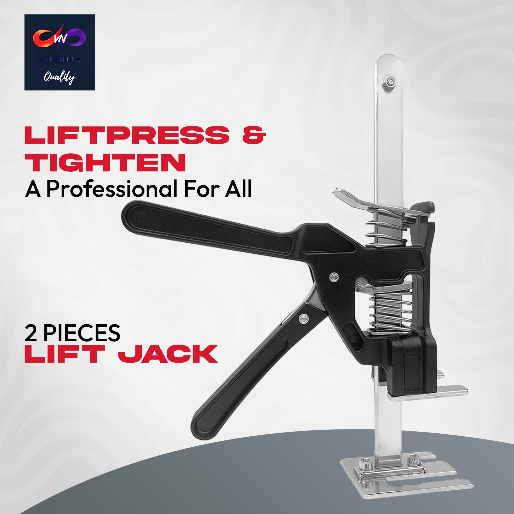 Labor Saving Handle 12" Lever Tool Lifts 2pcs, Wall Tile Locator, Multifunctional Lift Height Adjuster, Door Panel, Lifting Cabinet Jack, Lifts 6.69" Holds 330 lbs (Heavy Duty Steel Tool Box)