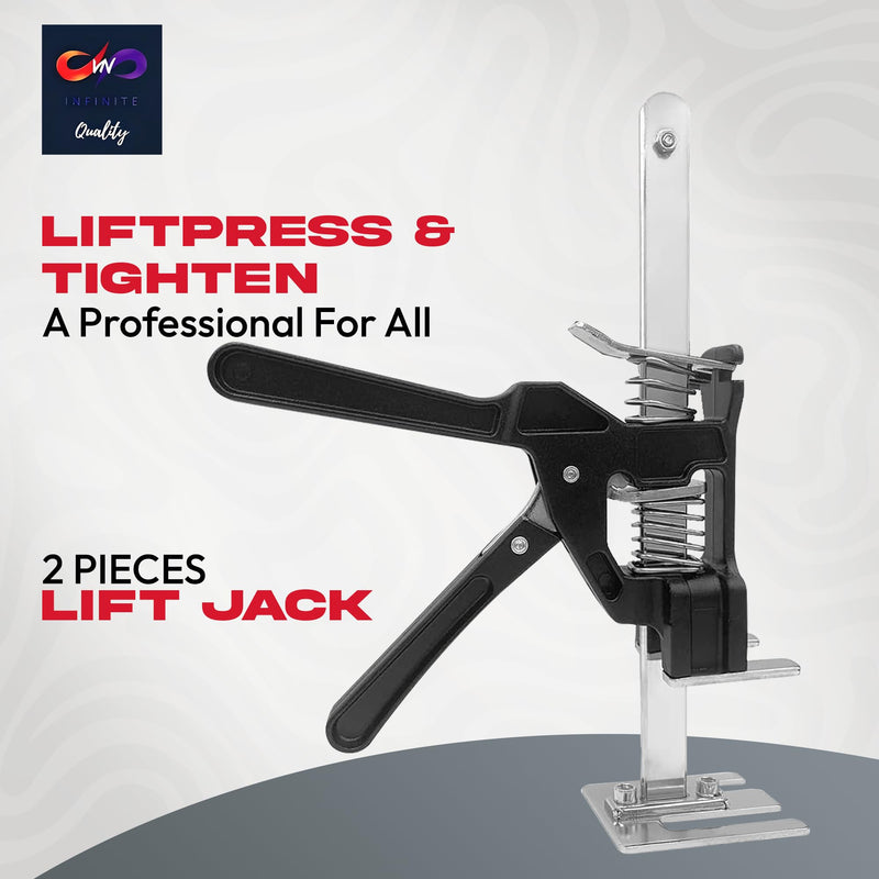 Labor Saving Handle 12" Lever Tool Lifts 2pcs, Wall Tile Locator, Multifunctional Lift Height Adjuster, Door Panel, Lifting Cabinet Jack, Lifts 6.69" Holds 330 lbs (Heavy Duty Steel Tool Box)