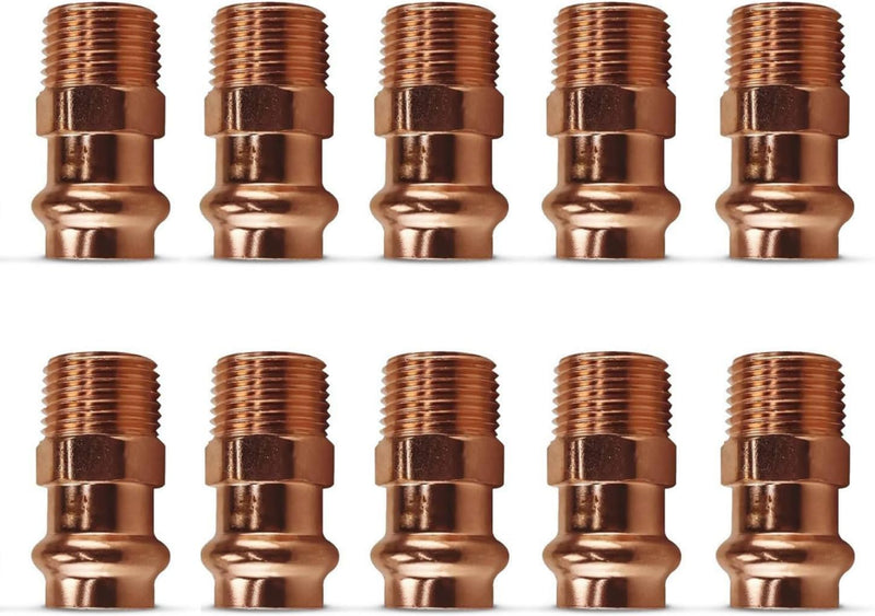 1/2" - 3/4" ProPress Fittings  Male Adapter - Pressure Copper Fitting P x Male NPT - Connection for Residential, Commercial - Durable, Reliable