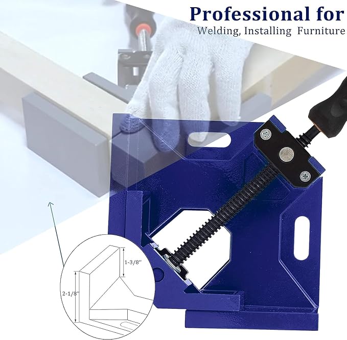 Single Handle 90 Degree Right Angle Clamp - Adjustable Aluminium Alloy Quick Grip Corner Clip Clamp Tool for Woodworking, Welding, Photo Frame and Other Projects