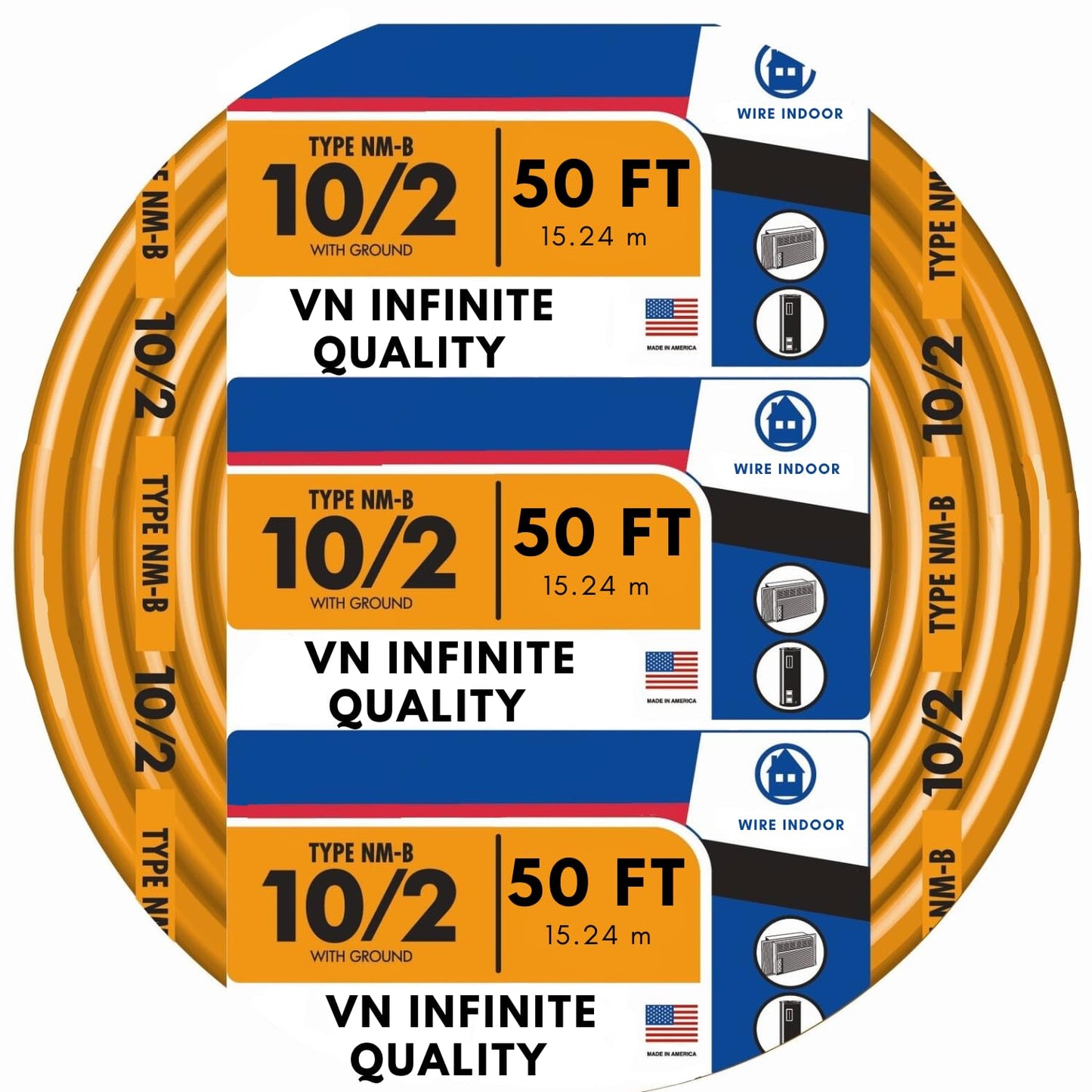 10/2 NMB Cable Non-Metallic Residential Indoor Wire Equivalent to Romex
