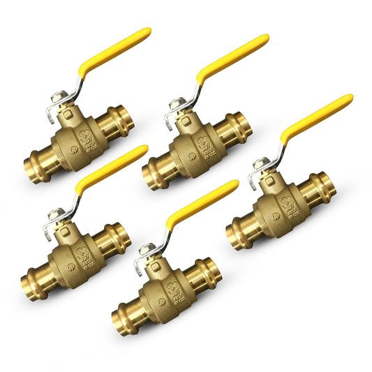 1/2" Propress Brass Ball Valve - Press Ball Valve with EPDM - Premium Press Ball Valve with 1/2” Connections - Pack of 5