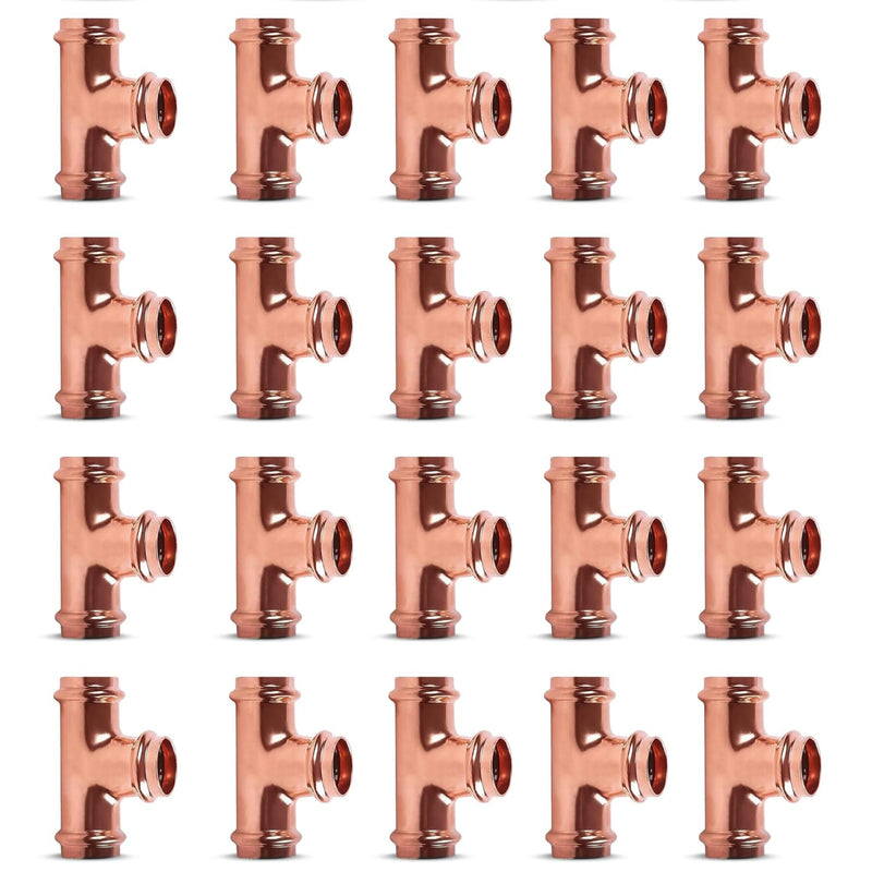 1" - 1/2" - 3/4" - ProPress Fitting Copper Press Tee - Zero Lead Pro Press Copper Plumbing Pipe Fitting Connection Tool for Commercial and Residential Use