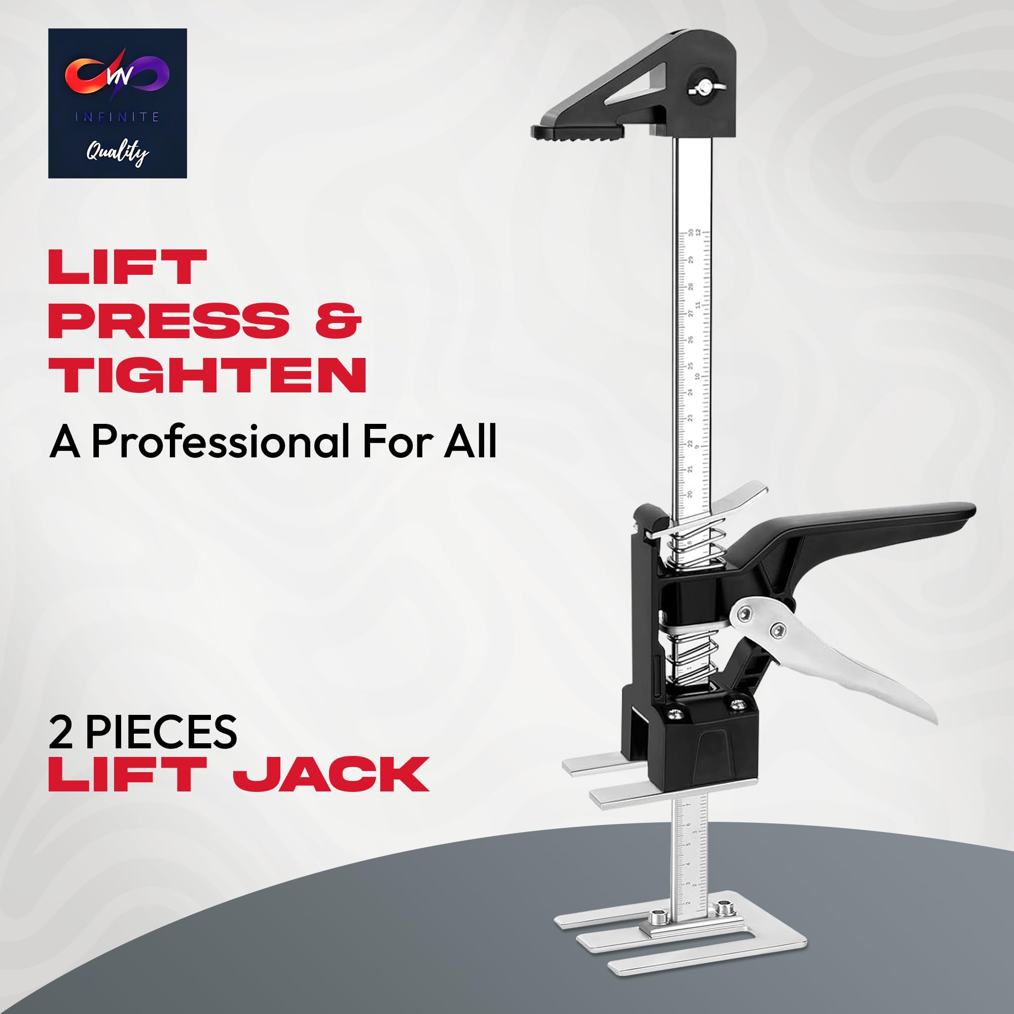 Labor Saving Handle 12" Lever Tool Lifts 2pcs, Wall Tile Locator, Multifunctional Lift Height Adjuster, Door Panel, Lifting Cabinet Jack, Lifts 6.69" Holds 330 lbs (Heavy Duty Steel Tool Box)