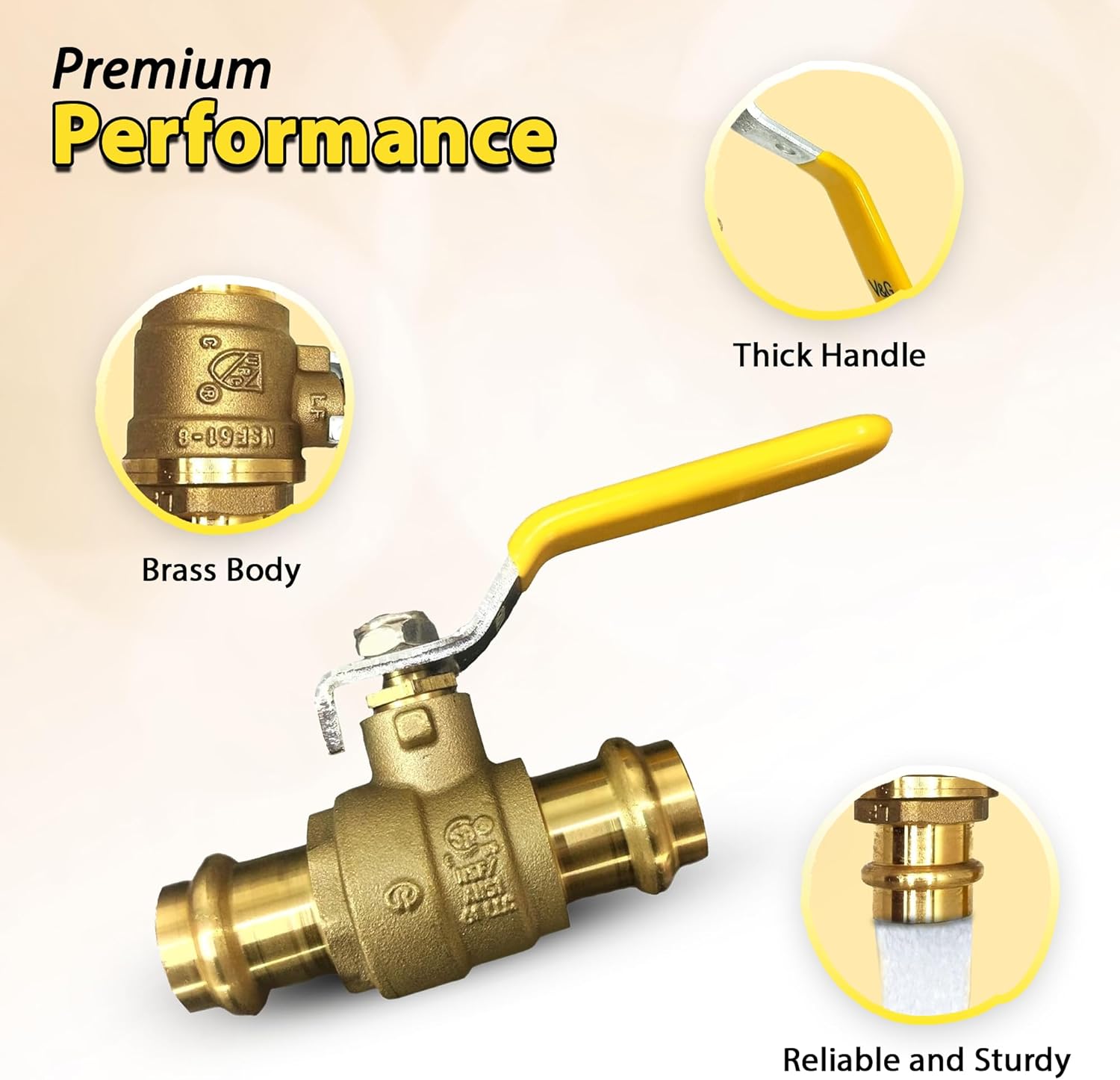 1" - 1/2" - 3/4" - 1  1/4" - 1  1/2" - ProPress Brass Ball Valve - Press Ball Valve with EPDM O-ring - Premium Press Ball Valve