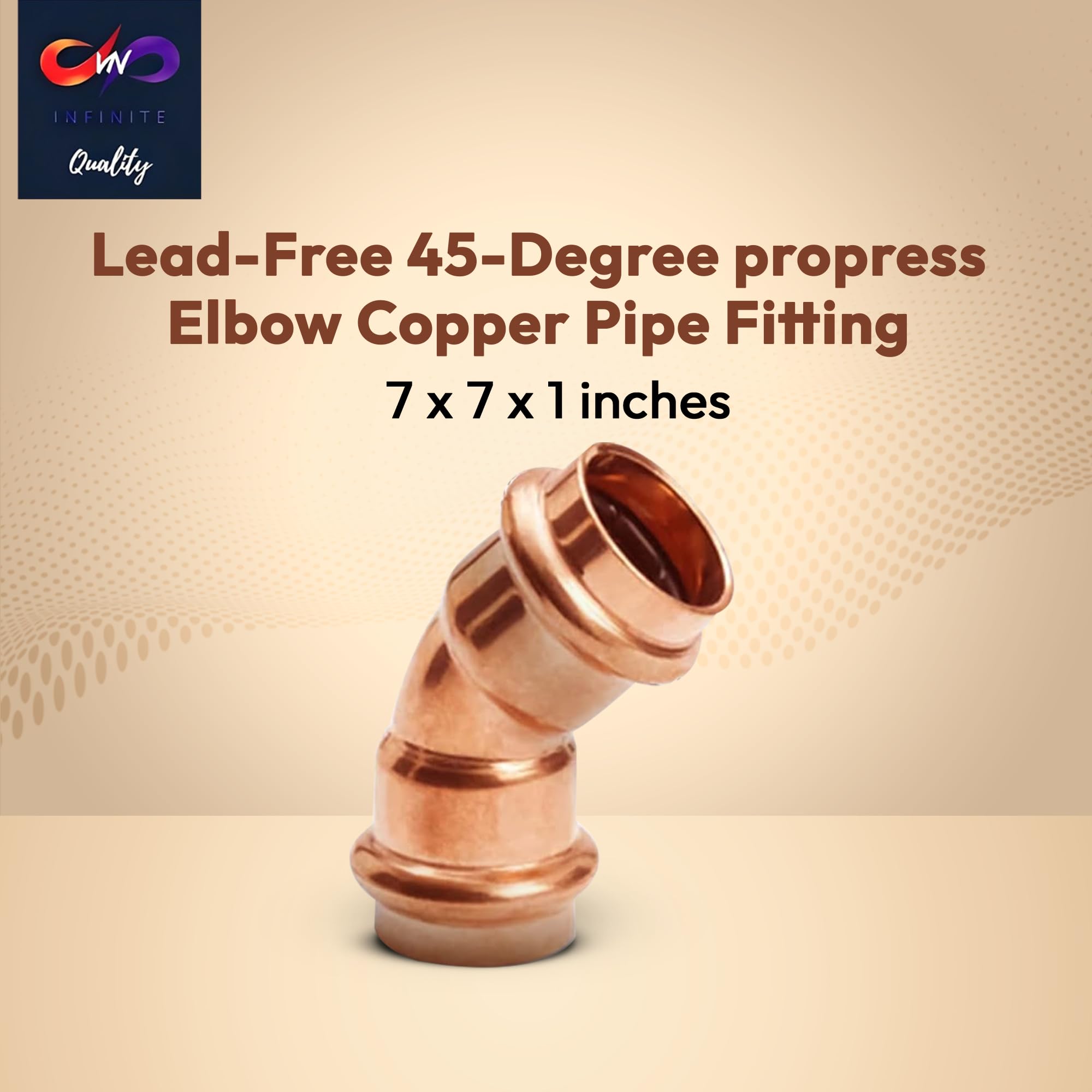 45 Degree Elbow Copper Fitting - 1” - 1/2" - 3/4" - Copper Elbow Cpvc Pipe Fitting - 45 Degree Copper Elbow Pipe For Plumbing & Heating Systems