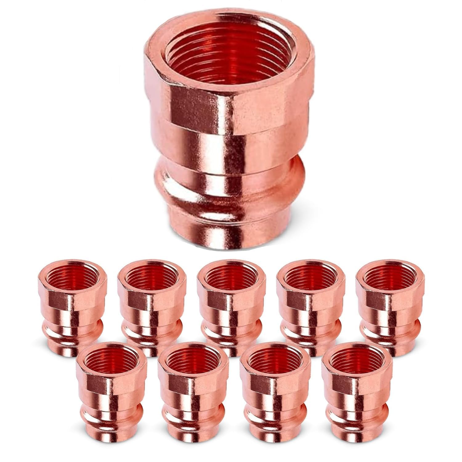 1/2" - 3/4" Copper Press Female Adapter –  FIP x Press LF ProPress Female NPT x Press Connection – Durable Adapter Pressure Copper Fitting for Commercial and Residential High-Pressure Systems