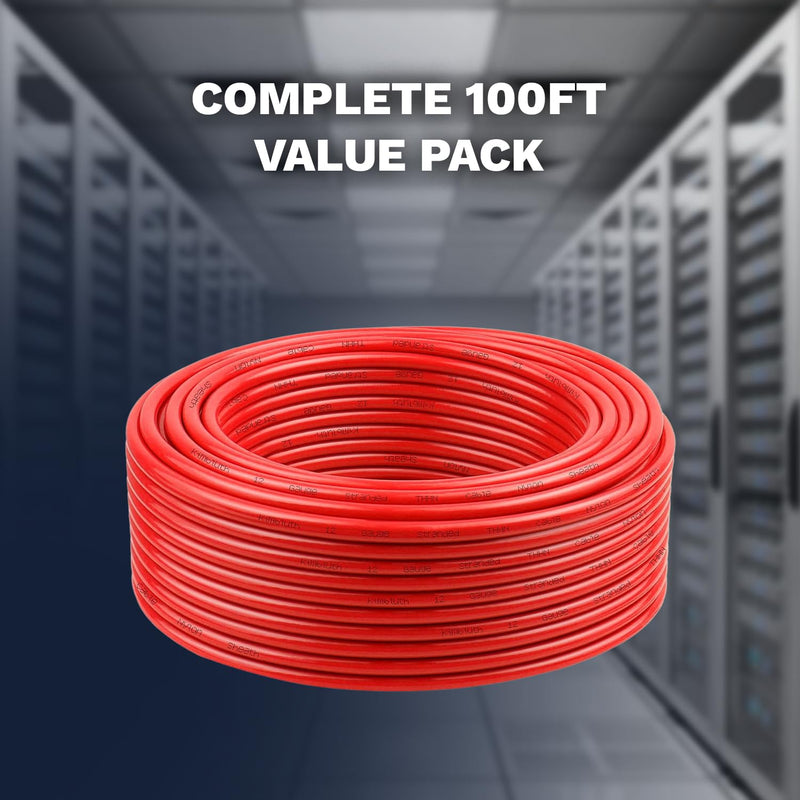 12AWG THHN Wire 12 Gauge 100 FT OFC Copper Electrical Stranded Copper Conductor 600V Building Wire with PVC Nylon Insulation Red 100 ft