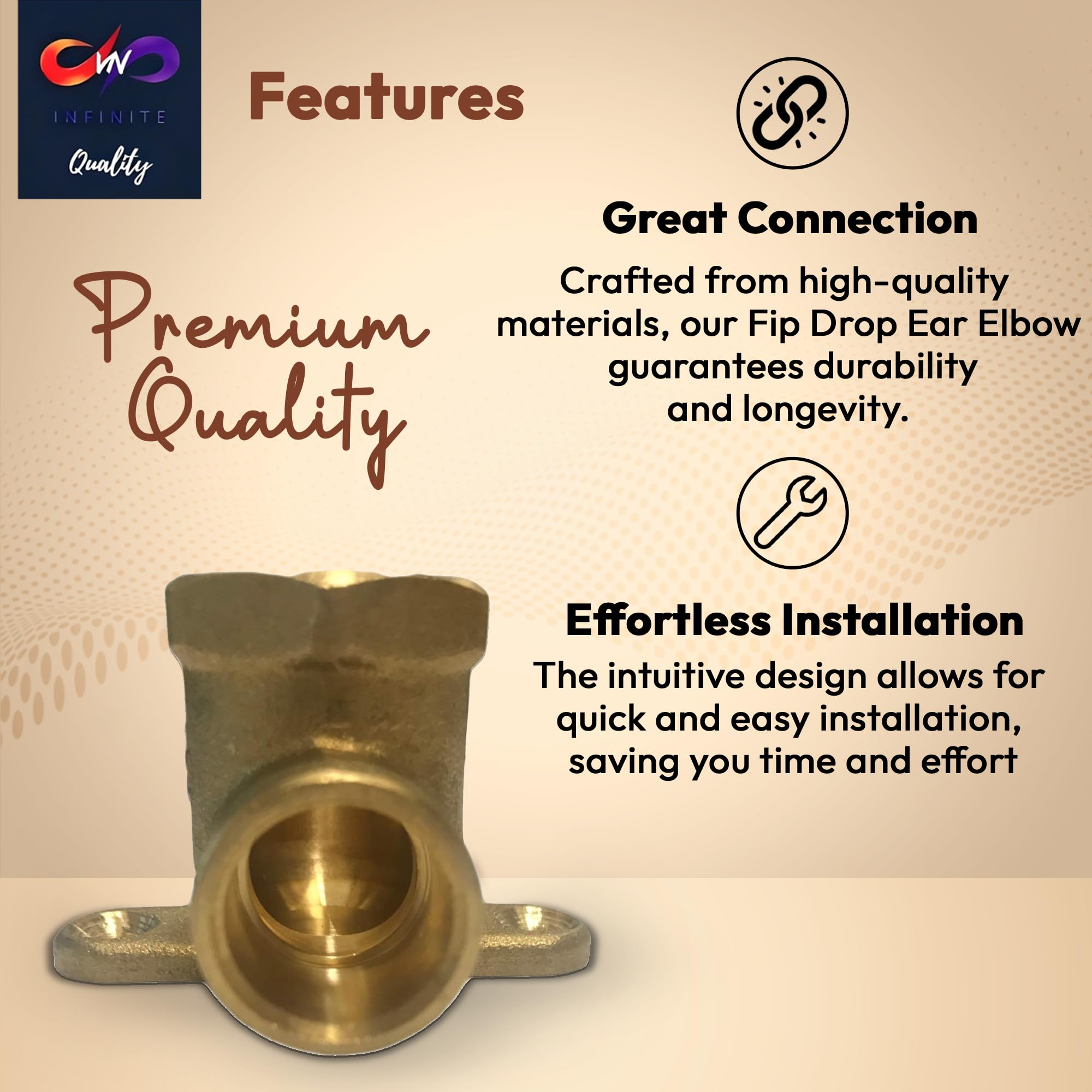 1/2" C x 1/2" - FIP Drop Ear Elbow - Heavy Duty Stress Corrosion Cracking Resistant Brass Elbow Fitting for Plumbing Fitting