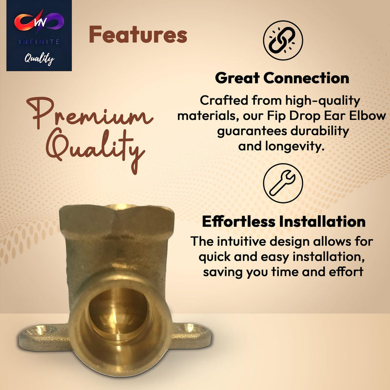 1/2" C x 1/2" - FIP Drop Ear Elbow - Heavy Duty Stress Corrosion Cracking Resistant Brass Elbow Fitting for Plumbing Fitting