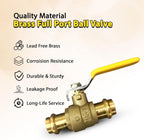 1" - 1/2" - 3/4" - 1  1/4" - 1  1/2" - ProPress Brass Ball Valve - Press Ball Valve with EPDM O-ring - Premium Press Ball Valve