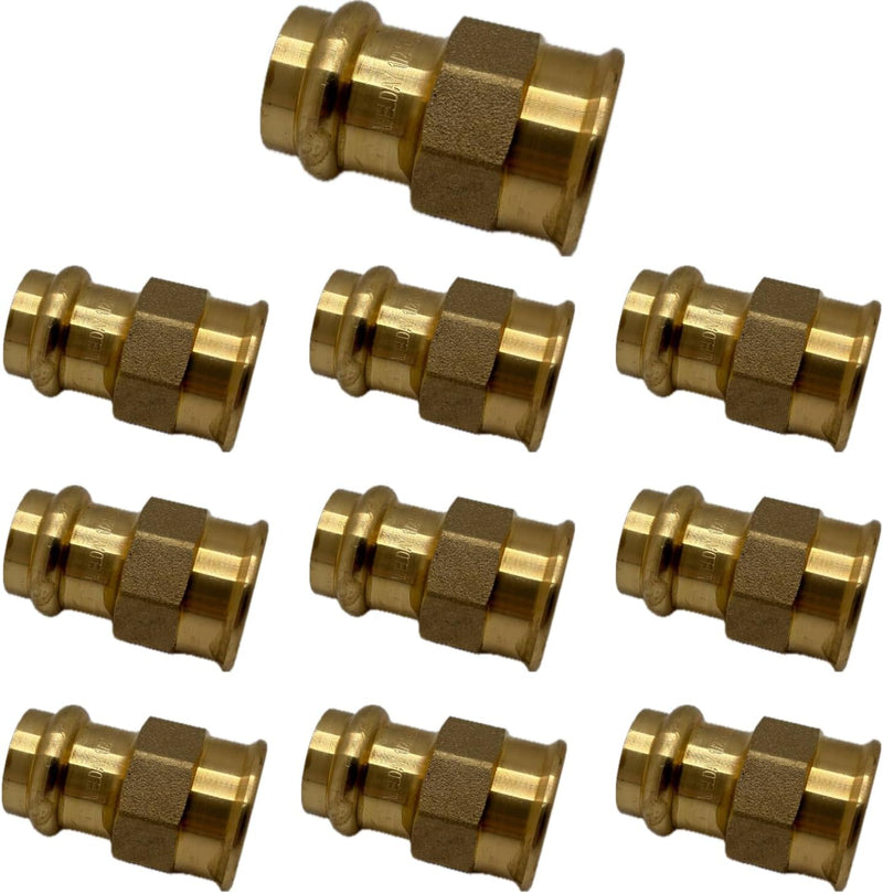 ProPress Fittings 1/2" - 3/4" Female Adapter - Press Brass Adapter Fittings 1/2" x 1/2" - 3/4" x 3/4" Female NPT Adapter - Connection for Residential, Commercial