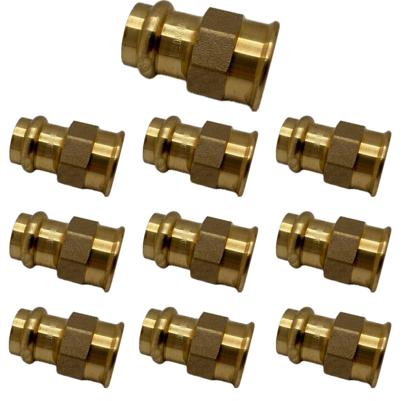ProPress Fittings 1/2" - 3/4" Female Adapter - Press Brass Adapter Fittings 1/2" x 1/2" - 3/4" x 3/4" Female NPT Adapter - Connection for Residential, Commercial