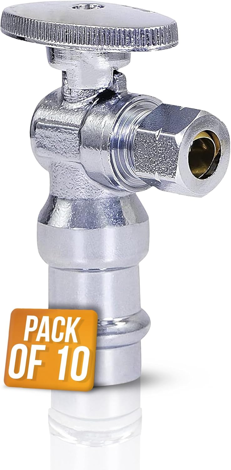 Press-fit valve - 1/2" abs x 3/8" OD - Water shutoff slide valve - Turn Press Angle Stop Valve - WC water shutoff valve - Water inlet valve for on and off