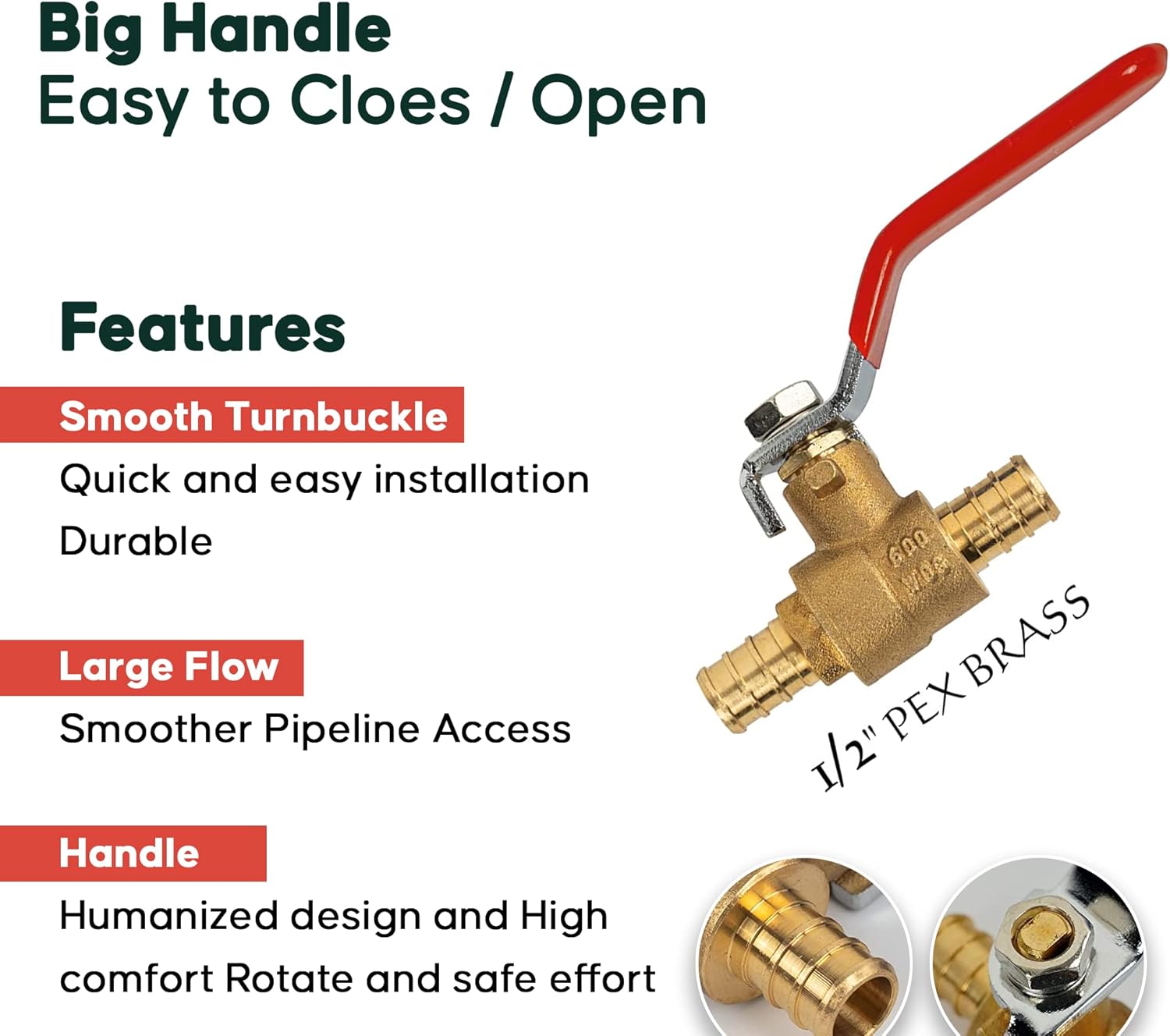 1/2" - 3/4" Pex Brass Ball Valve - Pex Fittings Pex Shut Off Valve - Pex Crimping Tool - Pex Fittings Inch - Water Hose Shut Off Valve - Pex Crimp Brass Ball Valve Hot Cold