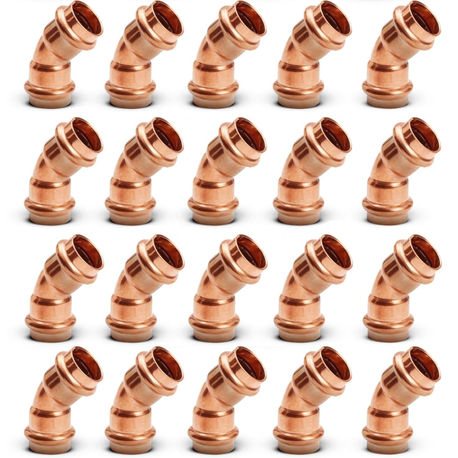 45 Degree Elbow Copper Fitting - 1” - 1/2" - 3/4" - Copper Elbow Cpvc Pipe Fitting - 45 Degree Copper Elbow Pipe For Plumbing & Heating Systems
