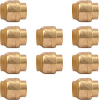 1/2" - 3/4" - Push Fit End Cap, Brass Push-to-Connect Plumbing Fitting, Stop End