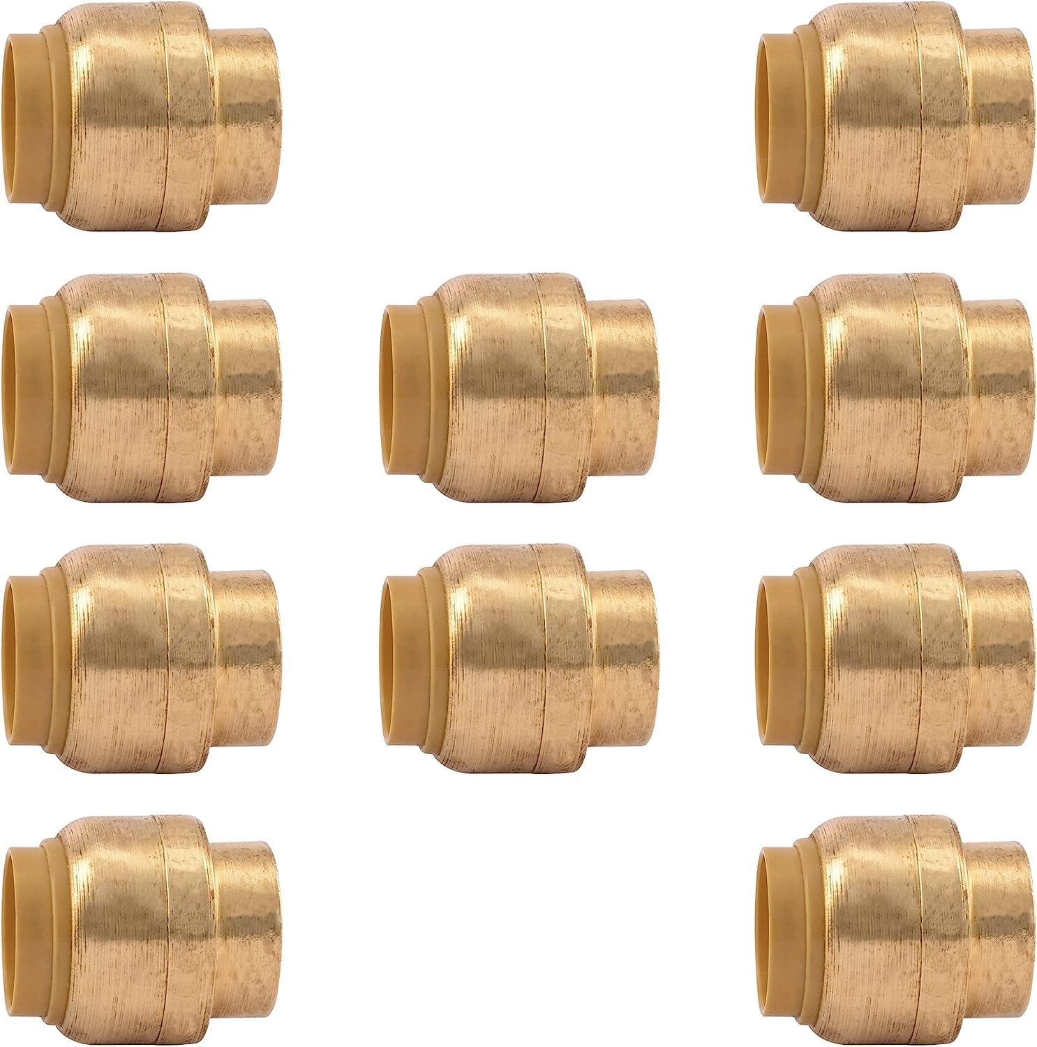 1/2" - 3/4" - Push Fit End Cap, Brass Push-to-Connect Plumbing Fitting, Stop End