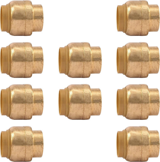 1/2" - 3/4" - Push Fit End Cap, Brass Push-to-Connect Plumbing Fitting, Stop End