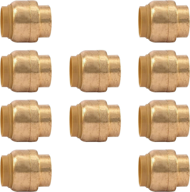 1/2" - 3/4" - Push Fit End Cap, Brass Push-to-Connect Plumbing Fitting, Stop End