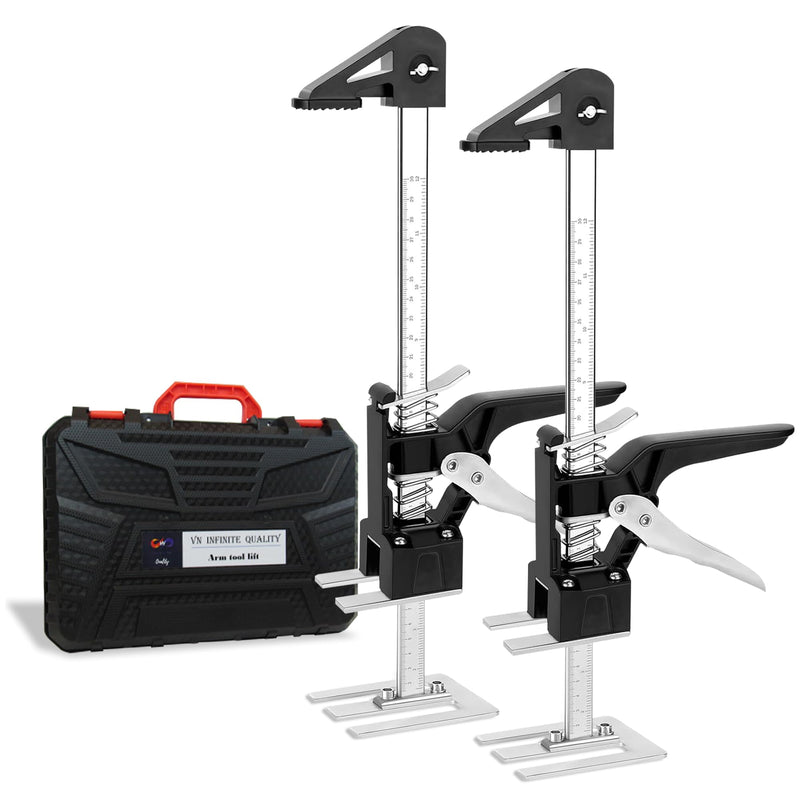 Labor Saving Handle 12" Lever Tool Lifts 2pcs, Wall Tile Locator, Multifunctional Lift Height Adjuster, Door Panel, Lifting Cabinet Jack, Lifts 6.69" Holds 330 lbs (Heavy Duty Steel Tool Box)