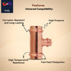 Propress - 3/4"x1/2"x1/2"  - 3/4"x3/4"x1/2" - Reducing Tee Brass Barb Crimp Fittings - Propress Pex Crimping Tool Fittings - Brass Crimp Fittings For Pex Tubing Connection