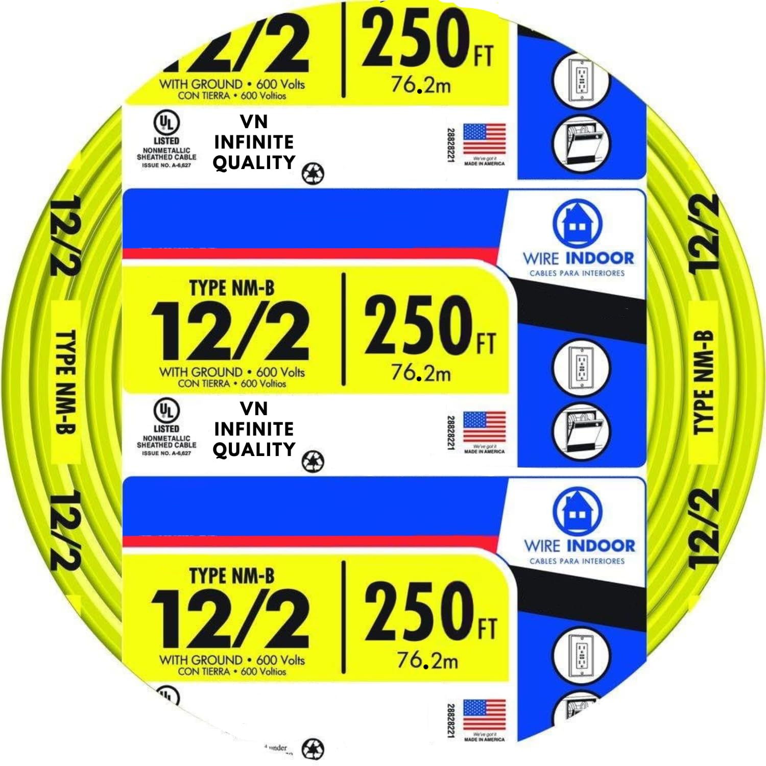 Solid Indoor Wire 12/2 W/G NMB Cable - Yellow Cable SW# 28828221