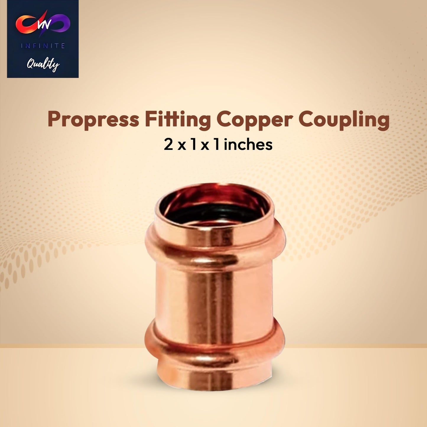 Propress Fitting Copper Coupling – 3/4” Zero Lead Copper Coupling with Stop Press x Press Straight Coupling Pack of 10 – Easy to Install and Reliable Fitting