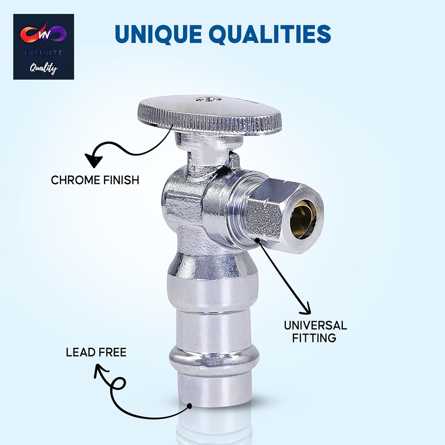 Press-fit valve - 1/2" abs x 3/8" OD - Water shutoff slide valve - Turn Press Angle Stop Valve - WC water shutoff valve - Water inlet valve for on and off