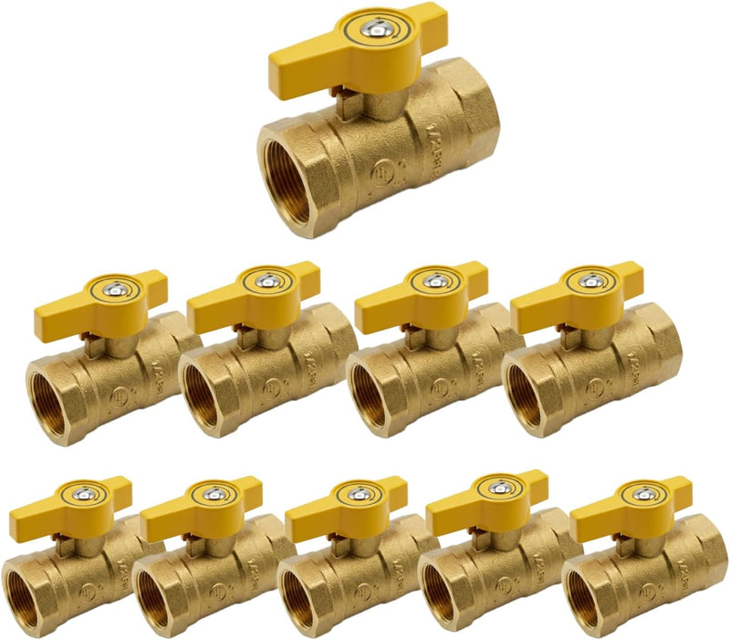 Gas Shut Off Ball Valve 3/4" FIP x 3/4" FIP Brass Heavy Duty Fittings for Gas Systems Connectors Quarter Turn Indoor & Outdoor Appliances