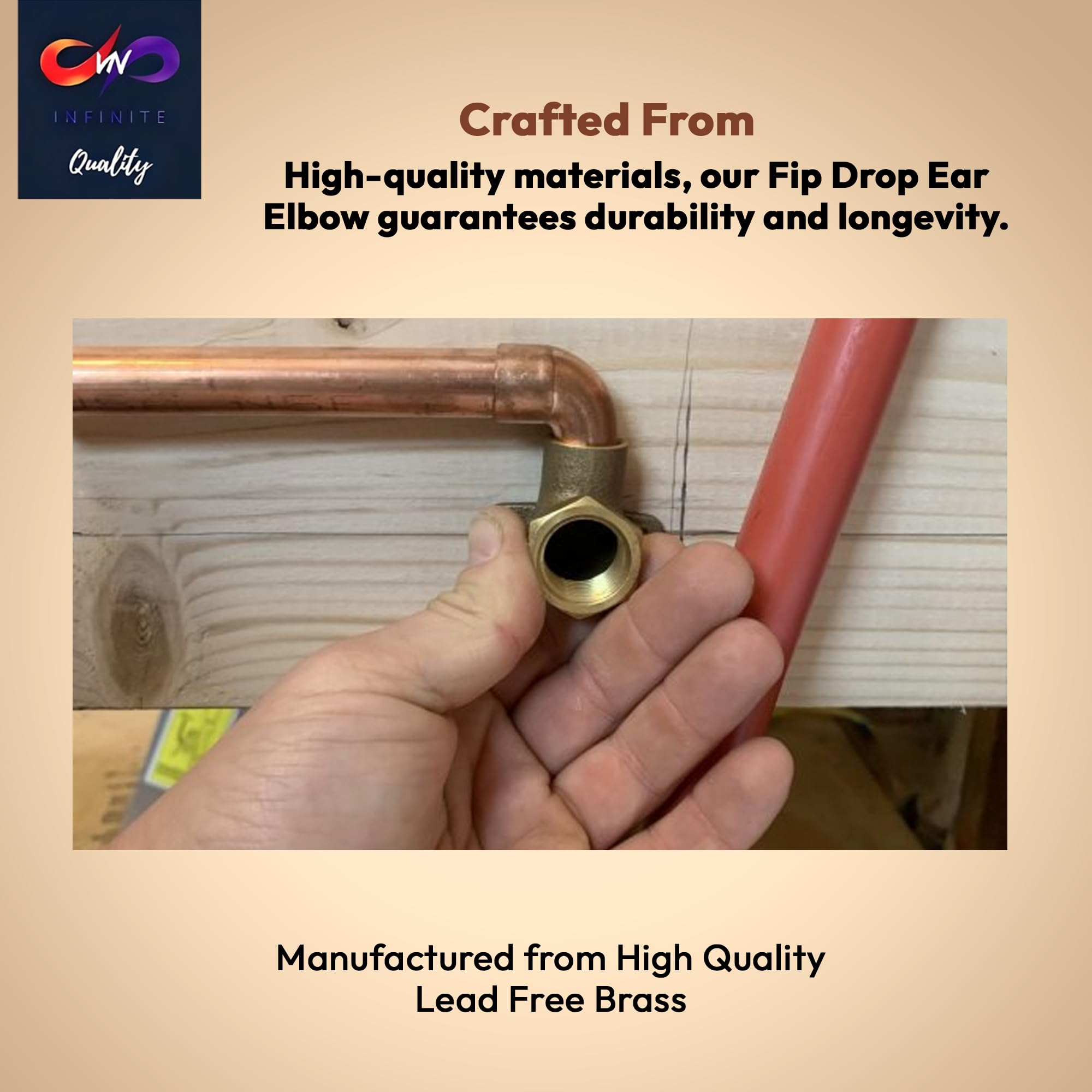1/2" C x 1/2" - FIP Drop Ear Elbow - Heavy Duty Stress Corrosion Cracking Resistant Brass Elbow Fitting for Plumbing Fitting