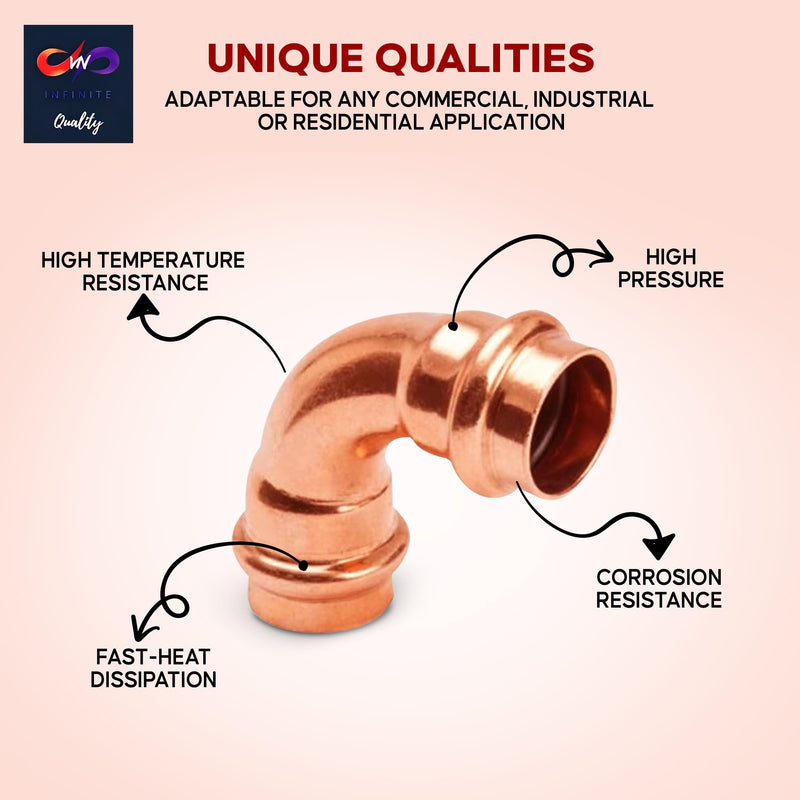 1" - 1/2" - 3/4" 90 Degree Elbow Copper Fitting - Copper Elbow Cpvc Pipe Fitting - Copper Elbow Pipe - 90 Degree Copper Elbow Pipe For Plumbing & Heating Systems