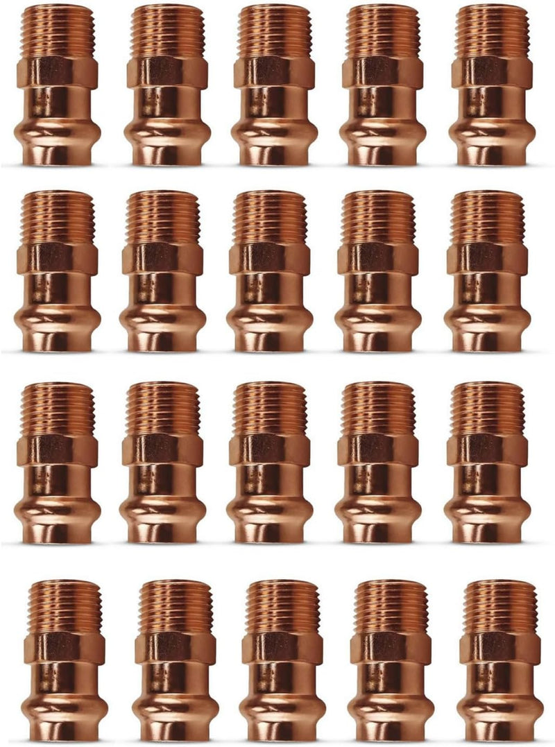 1/2" - 3/4" ProPress Fittings  Male Adapter - Pressure Copper Fitting P x Male NPT - Connection for Residential, Commercial - Durable, Reliable