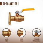 3/4" Full Port Ball Valve with Flange - Brass Ball Valve with Flange - Full Port Ball Valve - SWT